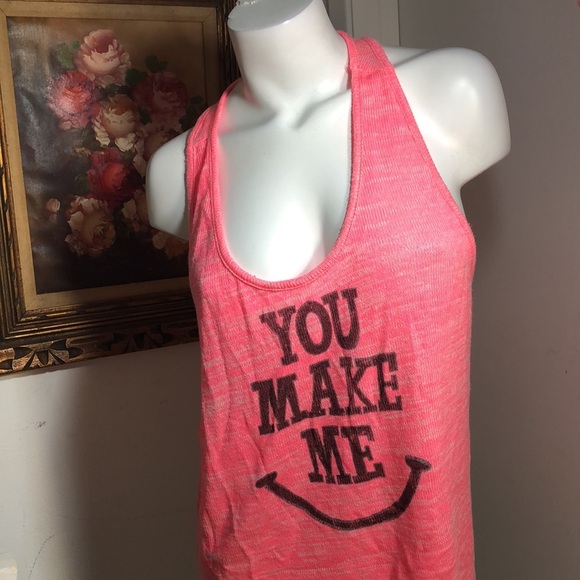 Y2K Pink Spring Break Souvenir Tank Top Tee Swim Cover-up You make me Smile OS - Picture 2 of 5